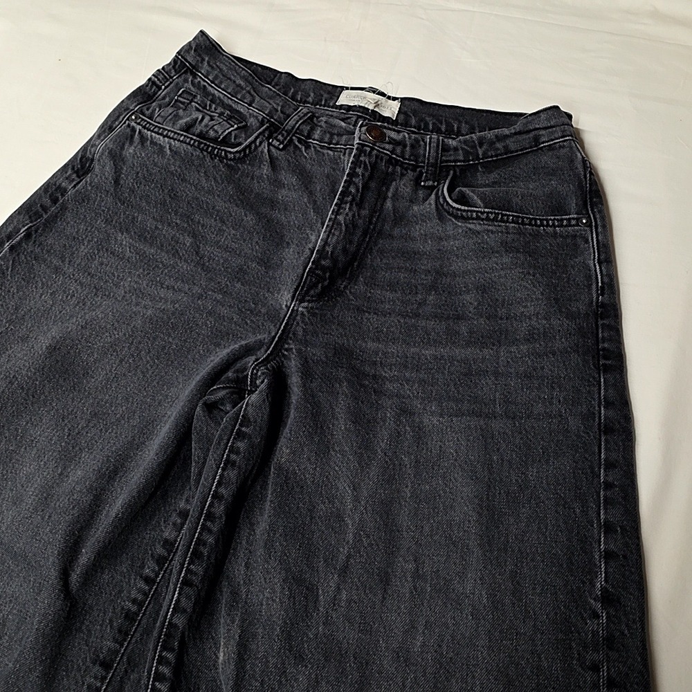 Current/Elliott Jeans Womens 27 Faded Black Wide Leg High Rise Cotton Grunge
